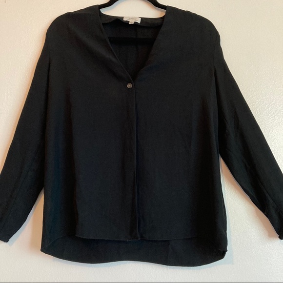 Wilfred Black V Neck Pin-tuck Button Down Blouse - Picture 1 of 13